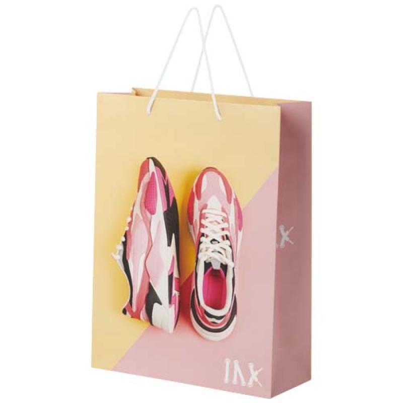 Bolsa de papel integra 170 g/m2 hecha a mano con asas de plástico, XL