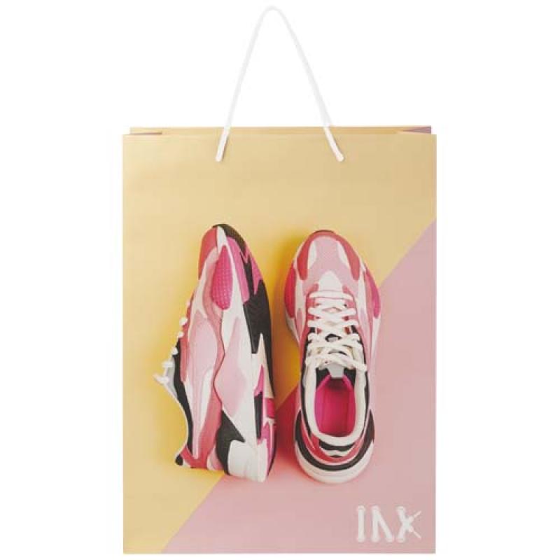 Bolsa de papel integra 170 g/m2 hecha a mano con asas de plástico, XL