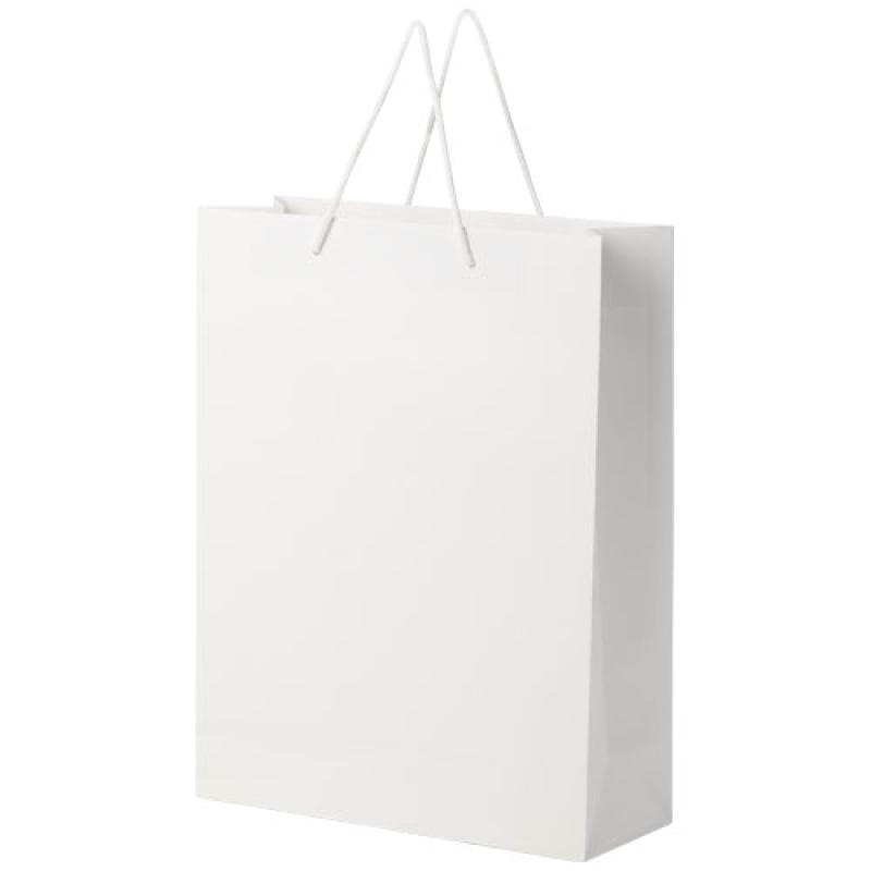 Bolsa de papel integra 170 g/m2 hecha a mano con asas de plástico, XL