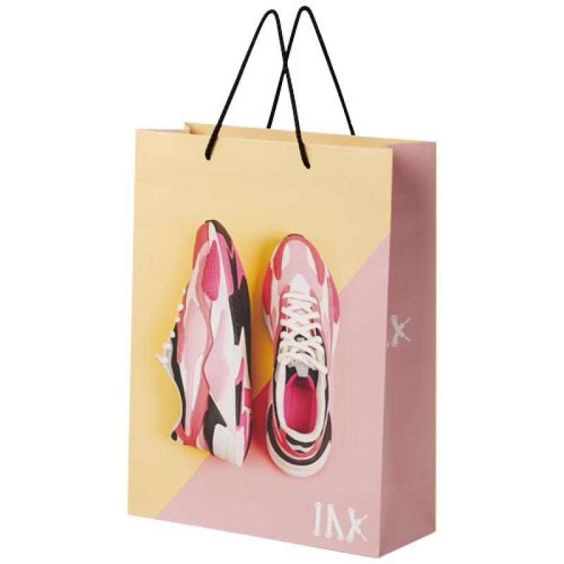 Bolsa de papel integra 170 g/m2 hecha a mano con asas de plástico, XL