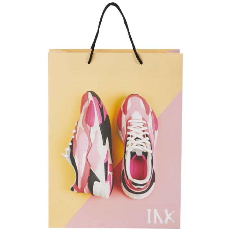 Bolsa de papel integra 170 g/m2 hecha a mano con asas de plástico, XL