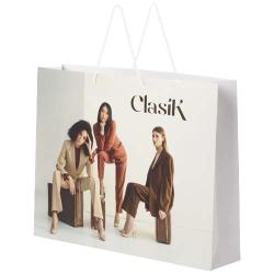 Bolsa de papel integra 170 g/m2 hecha a mano con asas de plástico, XXL