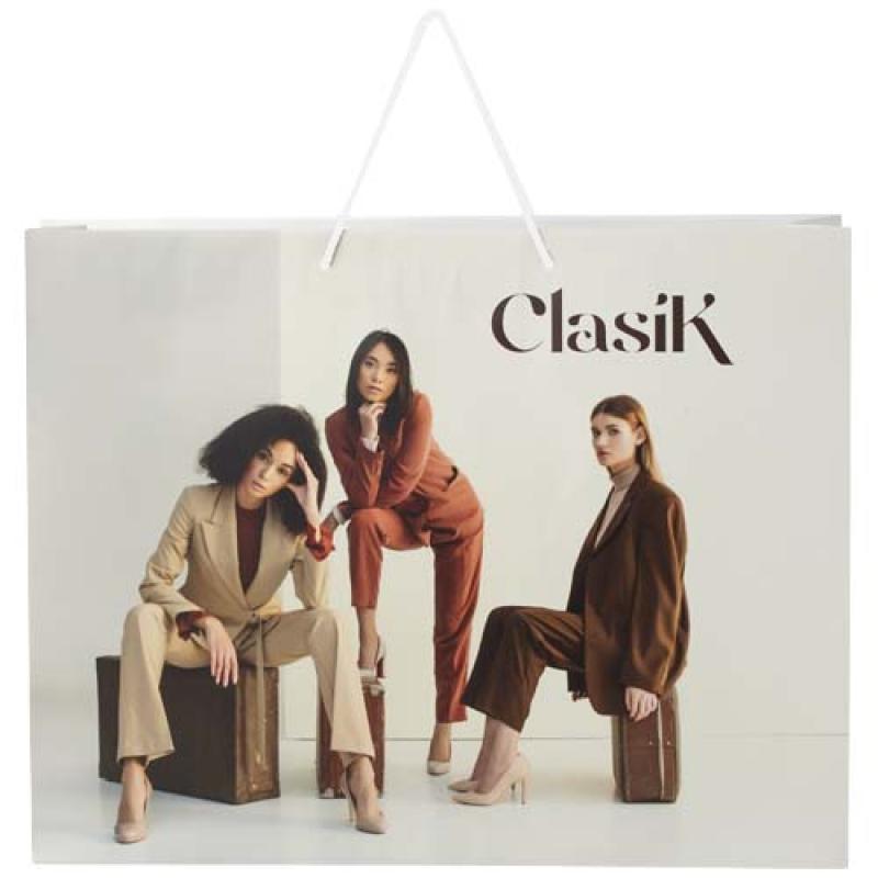 Bolsa de papel integra 170 g/m2 hecha a mano con asas de plástico, XXL