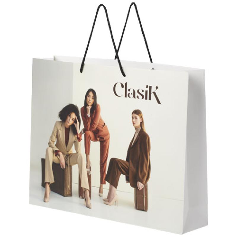 Bolsa de papel integra 170 g/m2 hecha a mano con asas de plástico, XXL