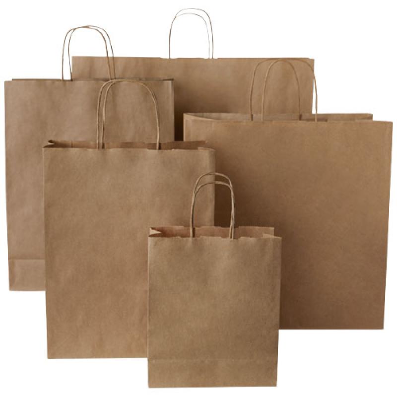 Bolsa de papel kraft 80 g/m2 con asas retorcidas, pequeña