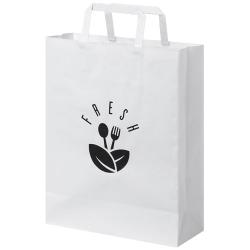 Bolsa de papel kraft 80-90 g/m2 con asas planas, mediana