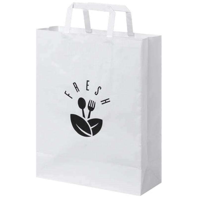 Bolsa de papel kraft 80-90 g/m2 con asas planas, mediana