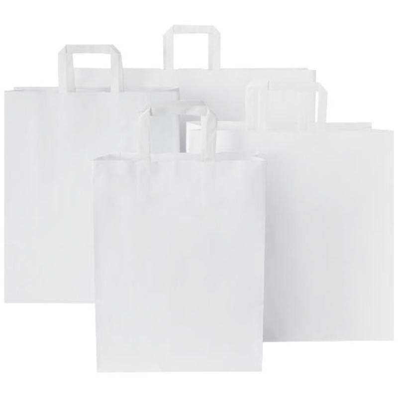 Bolsa de papel kraft 80-90 g/m2 con asas planas, mediana