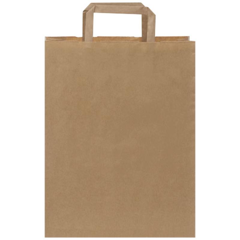 Bolsa de papel kraft 80-90 g/m2 con asas planas, mediana