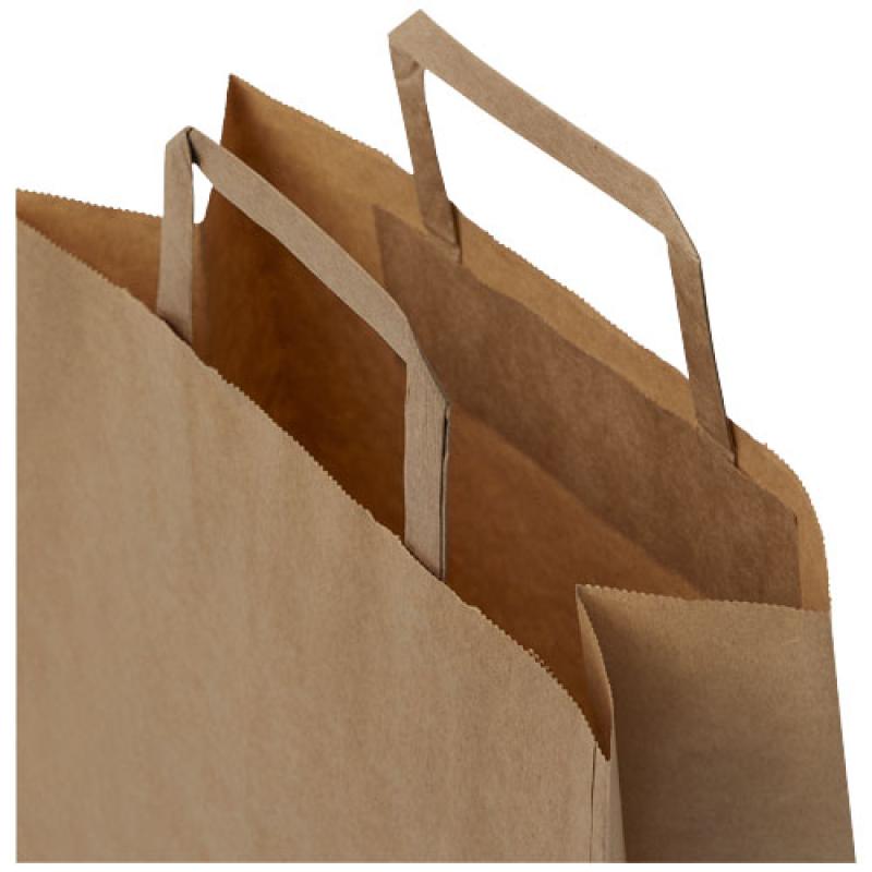 Bolsa de papel kraft 80-90 g/m2 con asas planas, mediana