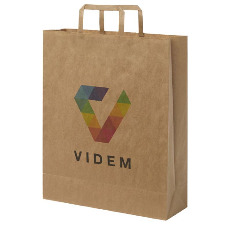 Bolsa de papel kraft 80-90 g/m2 con asas planas, grande