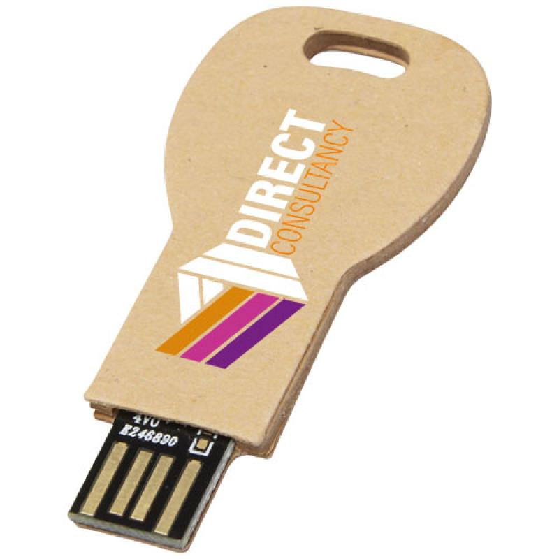 Memoria USB 2.0 de papel reciclado con forma de llave