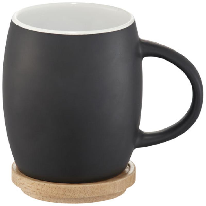 Taza de cerámica de 400 ml con base de madera "Hearth"