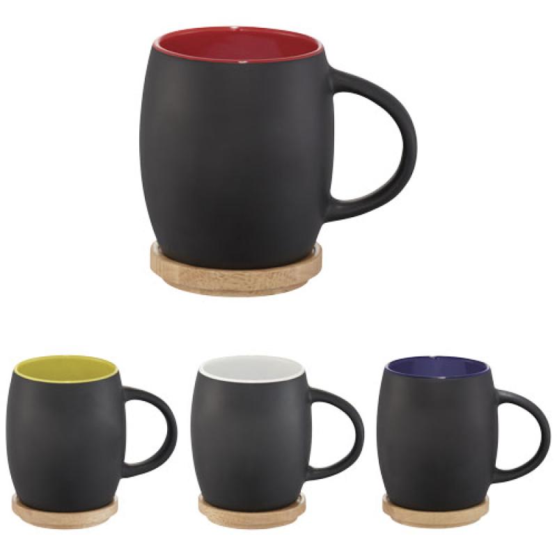 Taza de cerámica de 400 ml con base de madera "Hearth"