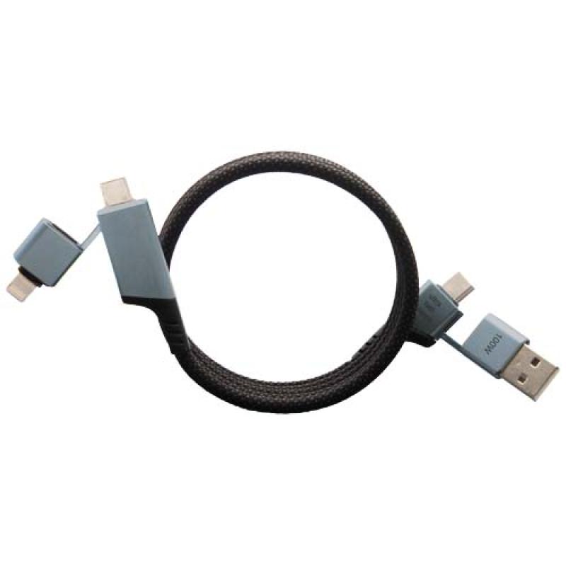 Cable de carga magnética ultrarrápida de 100 W 4 en 1 de rPET "SCX.design C52"