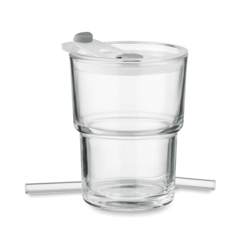 Vaso de cristal con pajita 400ml