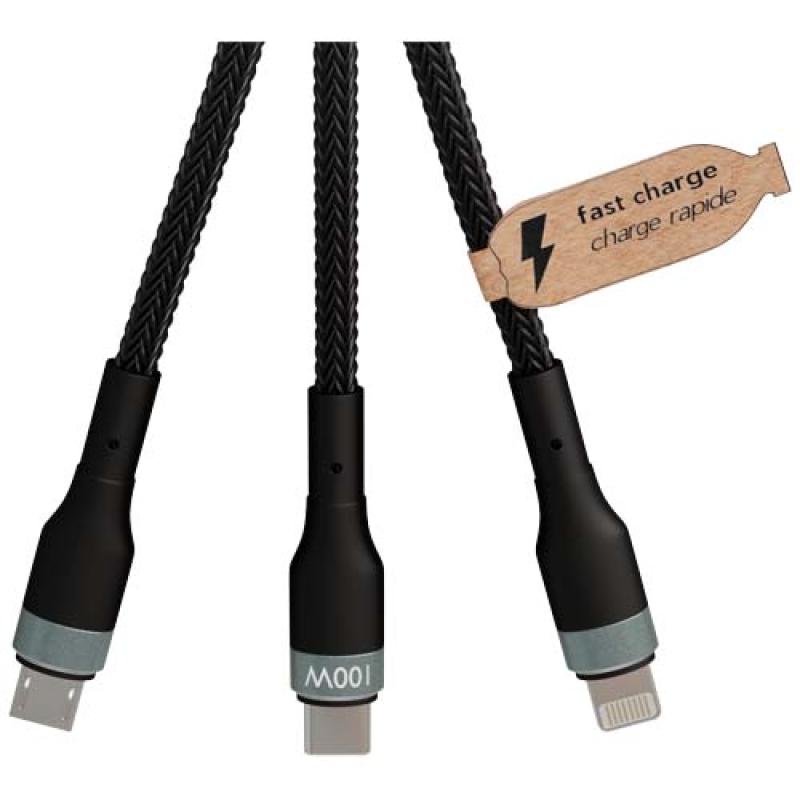 Cable de carga ultrarrápida de 100 W 5 en 1 de rPET "SCX.design C53"