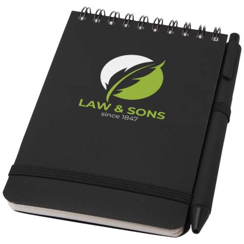 Libreta de tapa dura A6 de plástico procedente del océano con bolígrafo "Thalaasa" (tinta negra)