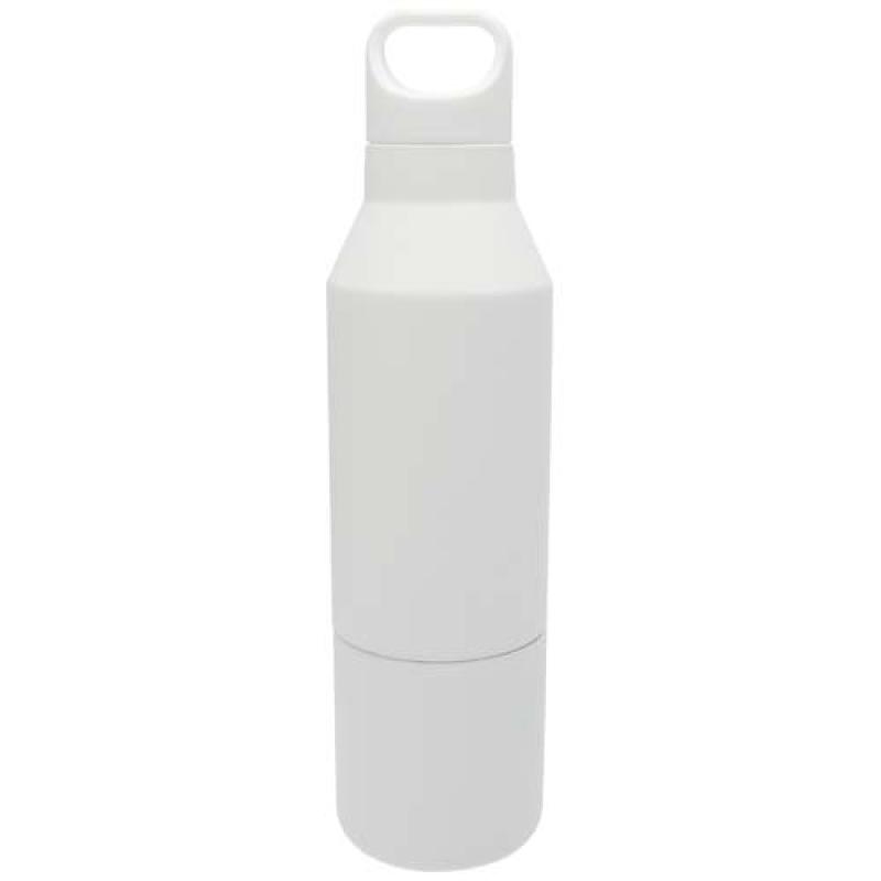 Botella isotérmica de acero inoxidable reciclado de 600 ml con certificado RCS y vaso de 300 ml "Odessy"