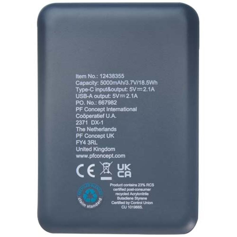 Batería externa tipo C de plástico reciclado de 5000 mAh "Asama"