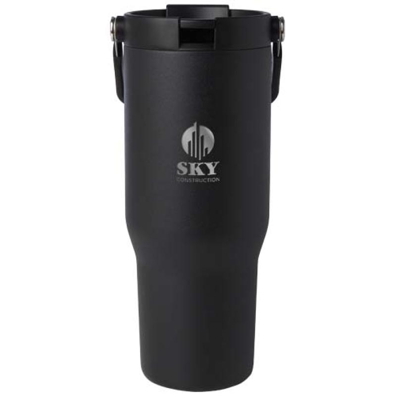 Vaso con aislamiento al vacío de cobre de acero inoxidable reciclado certificado RCS de 900 ml y con tapa de doble función "Bron