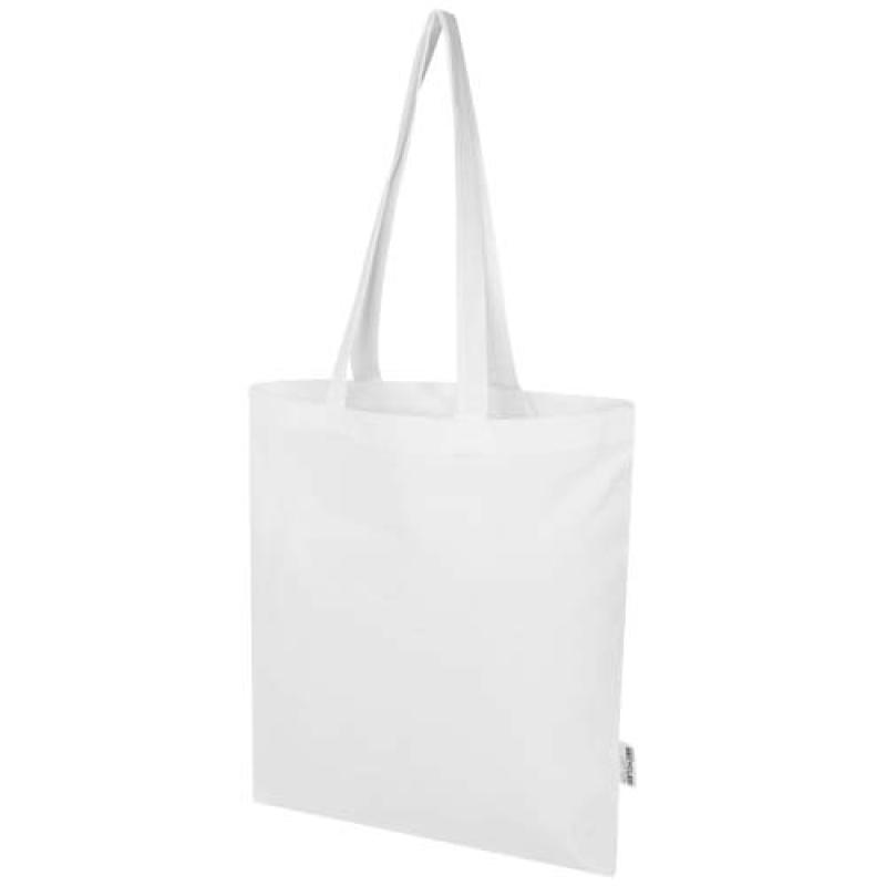 Bolsa Tote de 7 L de algodón reciclado de 140 g/m² con certificado GRS "Madras Blend"