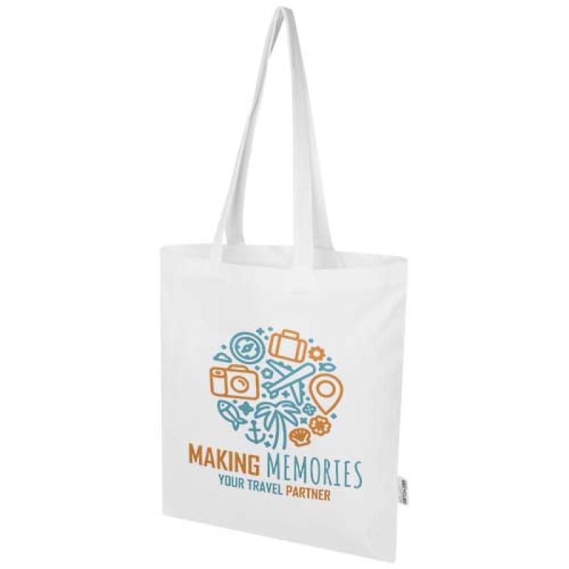 Bolsa Tote de 7 L de algodón reciclado de 140 g/m² con certificado GRS "Madras Blend"