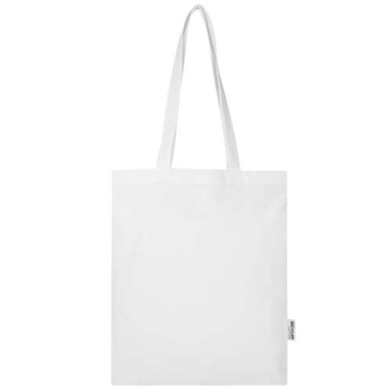 Bolsa Tote de 7 L de algodón reciclado de 140 g/m² con certificado GRS "Madras Blend"