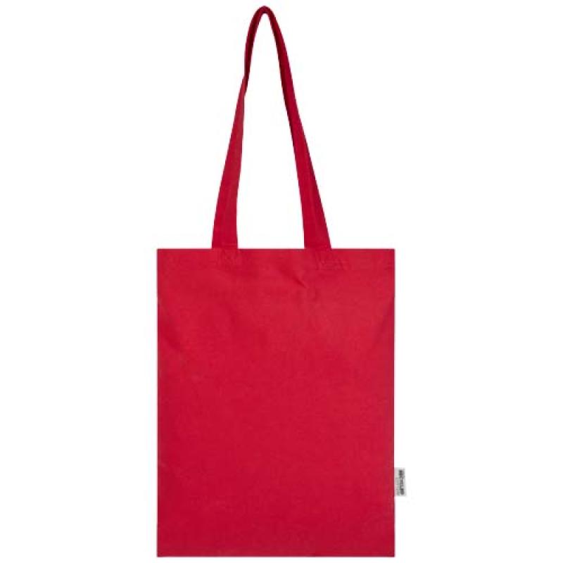Bolsa Tote de 7 L de algodón reciclado de 140 g/m² con certificado GRS "Madras Blend"