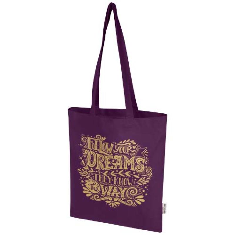 Bolsa Tote de 7 L de algodón reciclado de 140 g/m² con certificado GRS "Madras Blend"
