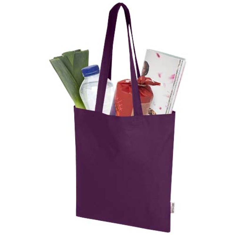 Bolsa Tote de 7 L de algodón reciclado de 140 g/m² con certificado GRS "Madras Blend"