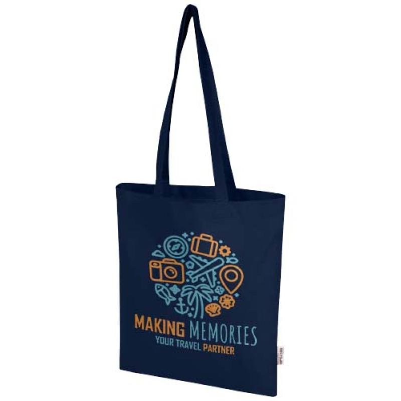 Bolsa Tote de 7 L de algodón reciclado de 140 g/m² con certificado GRS "Madras Blend"