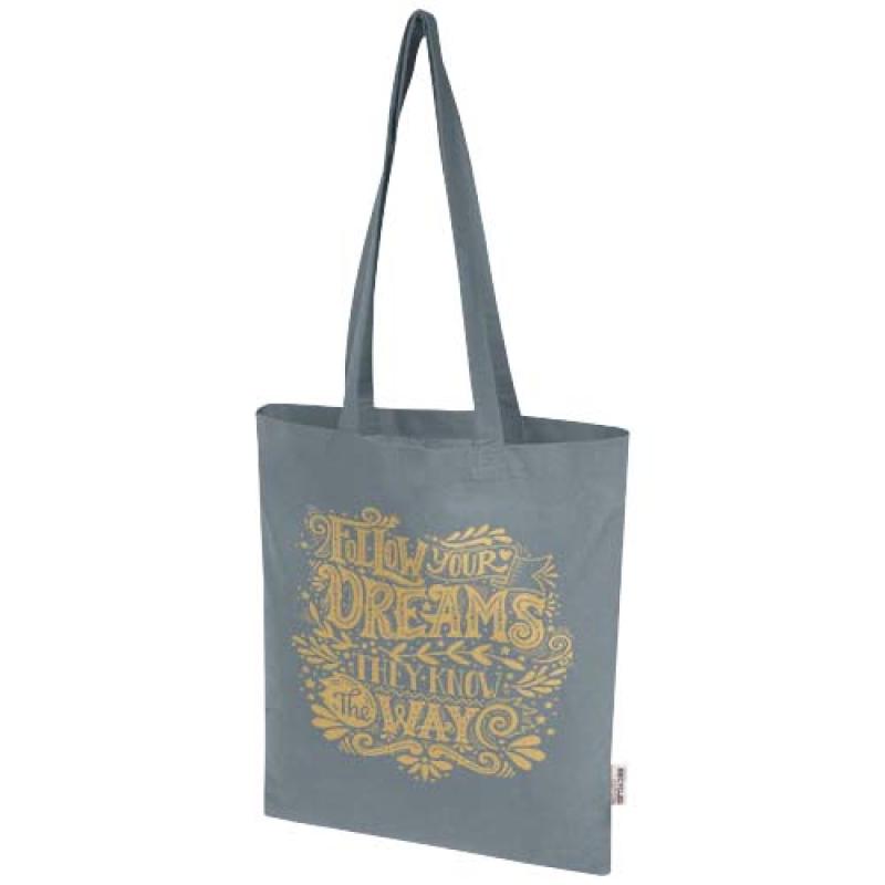 Bolsa Tote de 7 L de algodón reciclado de 140 g/m² con certificado GRS "Madras Blend"