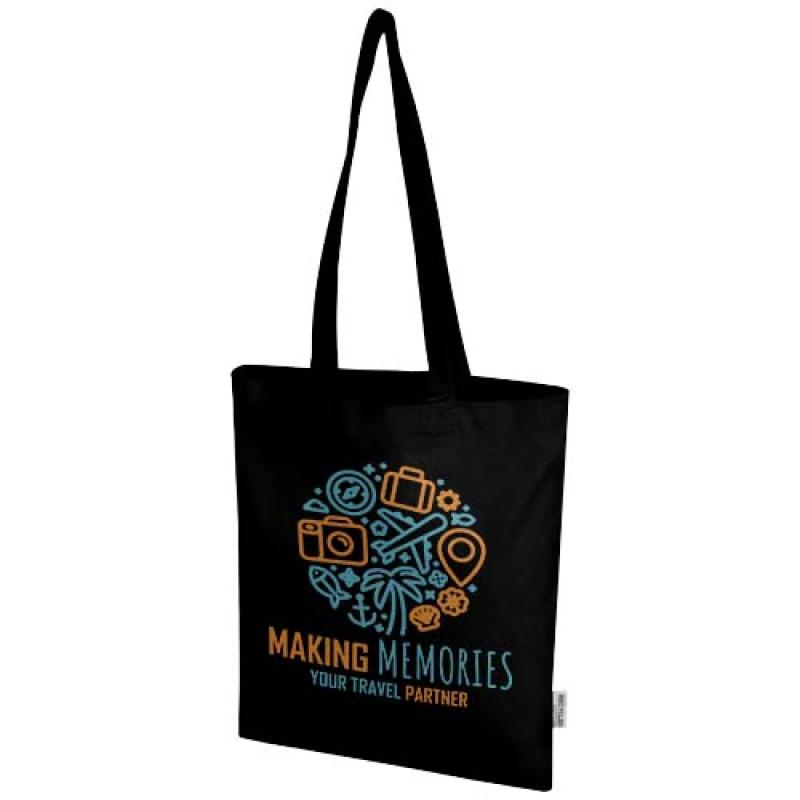 Bolsa Tote de 7 L de algodón reciclado de 140 g/m² con certificado GRS "Madras Blend"