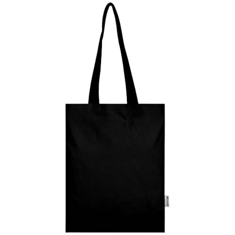 Bolsa Tote de 7 L de algodón reciclado de 140 g/m² con certificado GRS "Madras Blend"