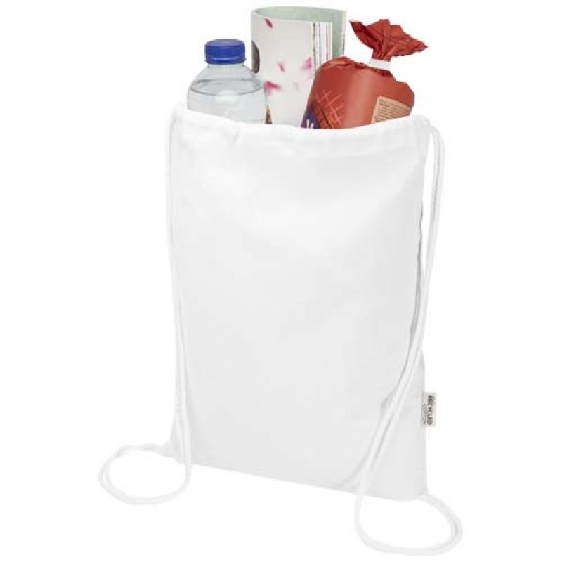 Bolsa de 5 L con cordón de algodón reciclado de 140 g/m² con certificado GRS "Oregon Blend"