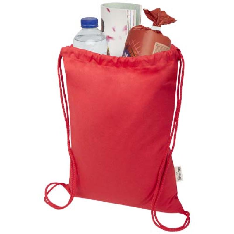 Bolsa de 5 L con cordón de algodón reciclado de 140 g/m² con certificado GRS "Oregon Blend"