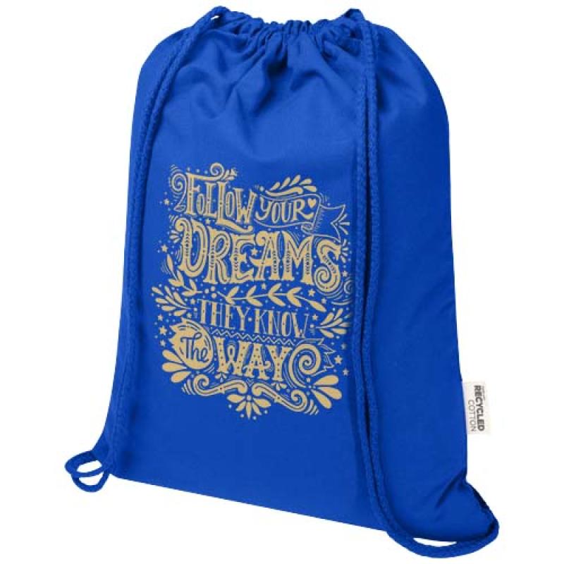 Bolsa de 5 L con cordón de algodón reciclado de 140 g/m² con certificado GRS "Oregon Blend"