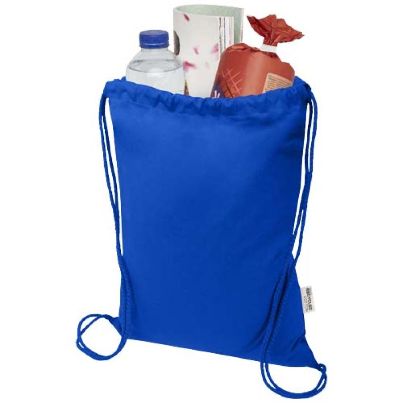 Bolsa de 5 L con cordón de algodón reciclado de 140 g/m² con certificado GRS "Oregon Blend"