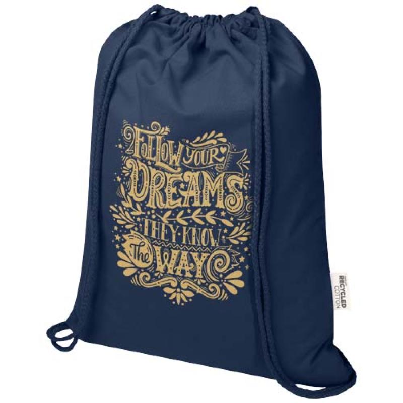 Bolsa de 5 L con cordón de algodón reciclado de 140 g/m² con certificado GRS "Oregon Blend"