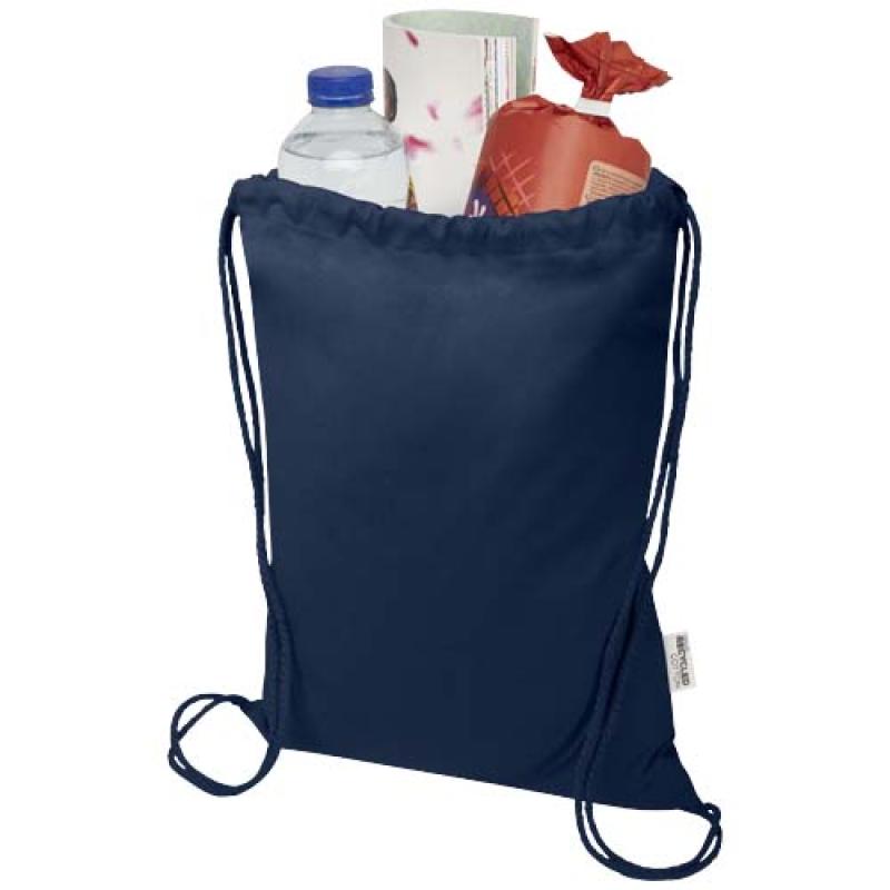 Bolsa de 5 L con cordón de algodón reciclado de 140 g/m² con certificado GRS "Oregon Blend"