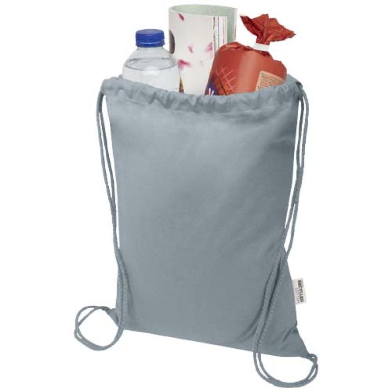 Bolsa de 5 L con cordón de algodón reciclado de 140 g/m² con certificado GRS "Oregon Blend"