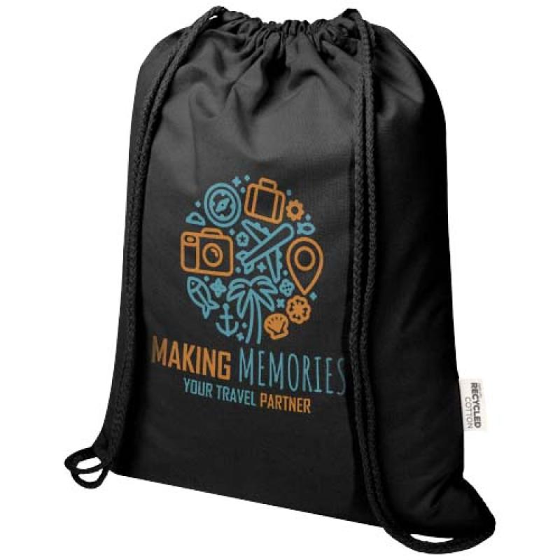 Bolsa de 5 L con cordón de algodón reciclado de 140 g/m² con certificado GRS "Oregon Blend"