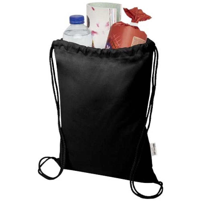 Bolsa de 5 L con cordón de algodón reciclado de 140 g/m² con certificado GRS "Oregon Blend"