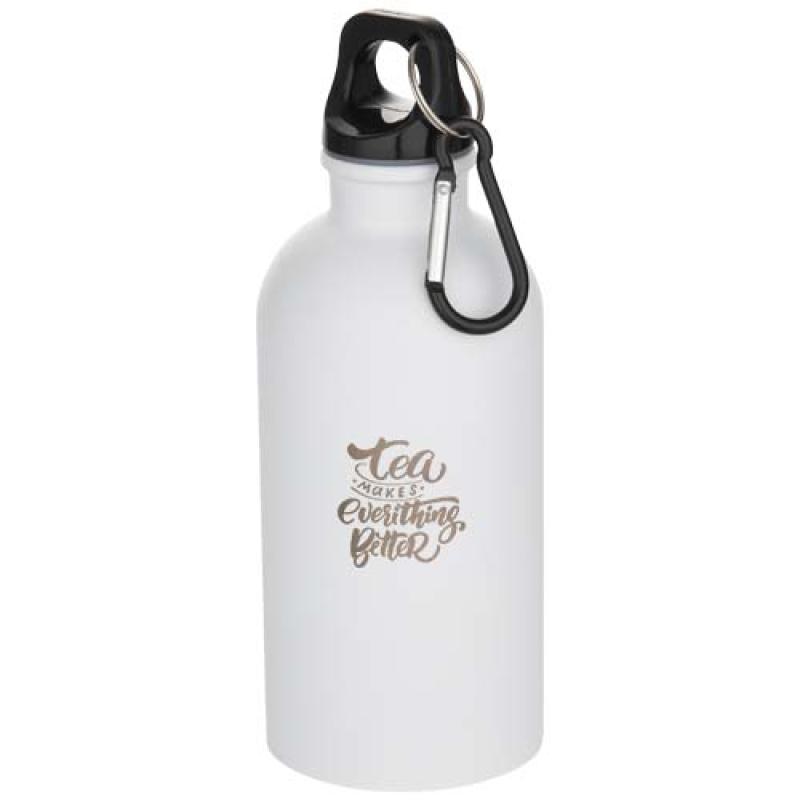 Botella de 400 ml de acero inoxidable mate con certificado RCS de una sola pared con mosquetón "Oregon"