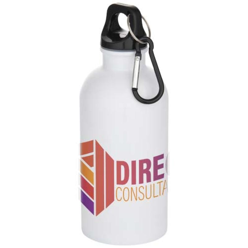 Botella de 400 ml de acero inoxidable con certificado RCS de una sola pared con sublimación y mosquetón "Oregon"