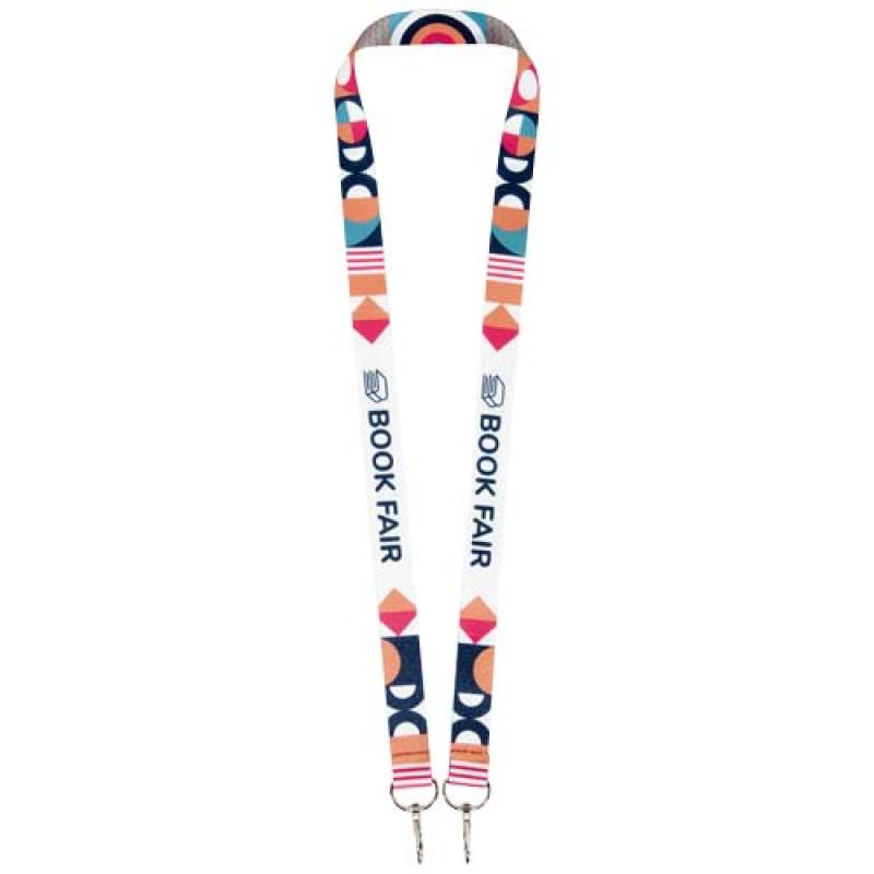 Leia lanyard de RPET en sublimación con 2 mosquetones