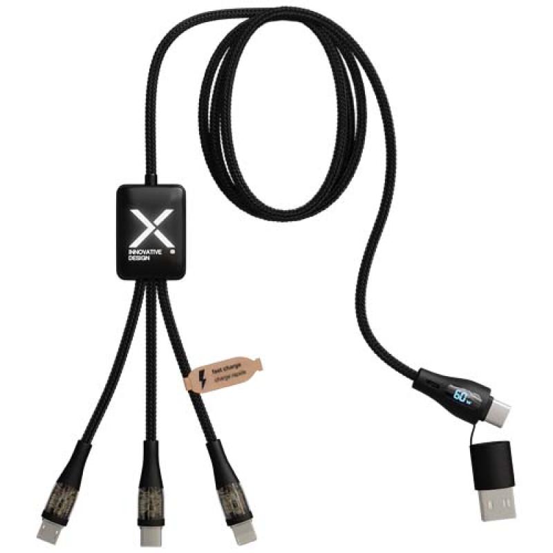 Cable de carga rápida de 60 W 5 en 1 de rPET con pantalla "SCX.design C51"