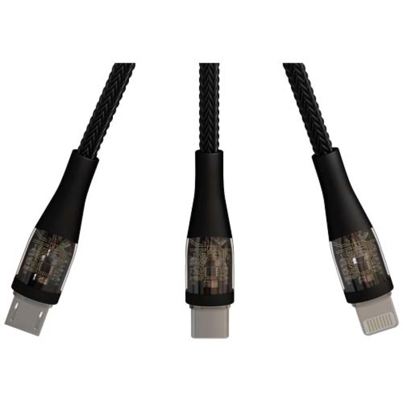 Cable de carga rápida de 60 W 5 en 1 de rPET con pantalla "SCX.design C51"