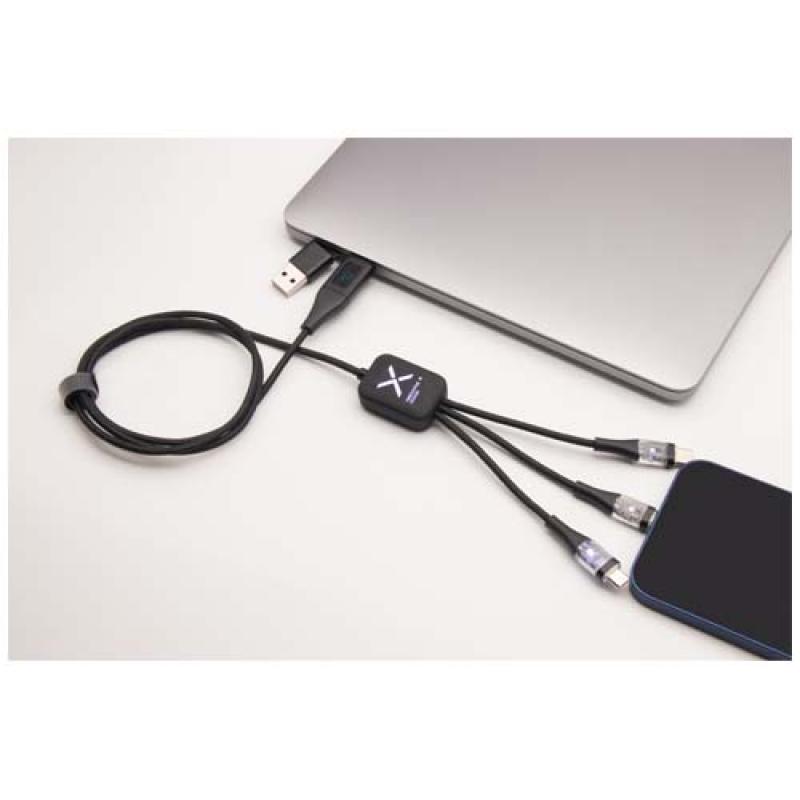 Cable de carga rápida de 60 W 5 en 1 de rPET con pantalla "SCX.design C51"